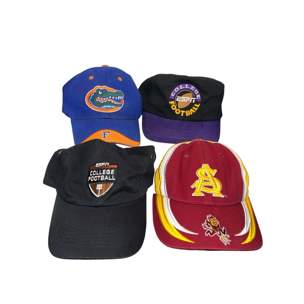 Vintage College Football Hat Bundle‎ Florida Gators ASU ESPN Mens Caps Lot of 4